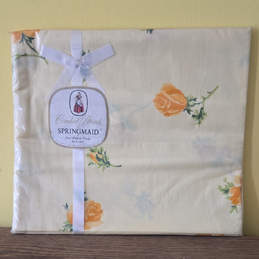 Springmaid Yellow Floral Pillow Sham - Vintage Rose Print